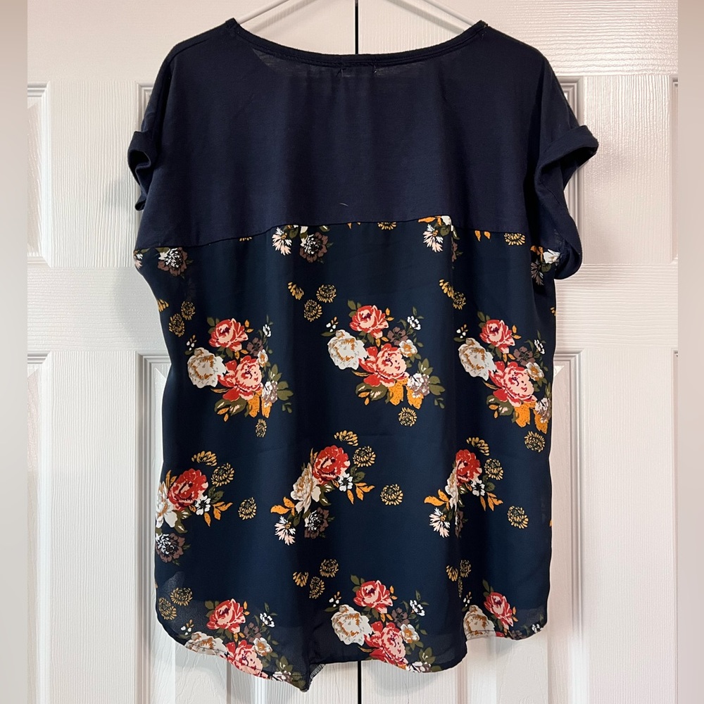 Navy Floral Top